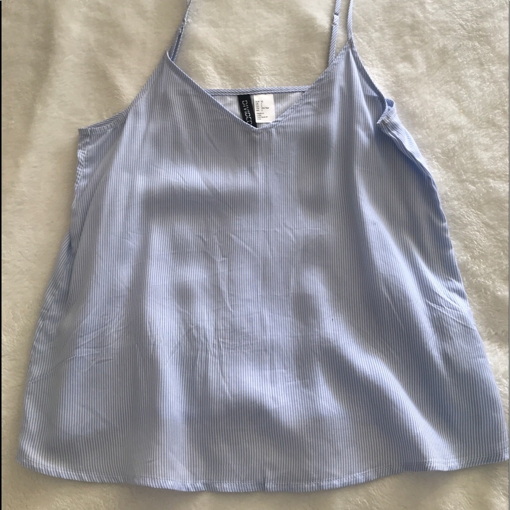 Blue and white striped tank top